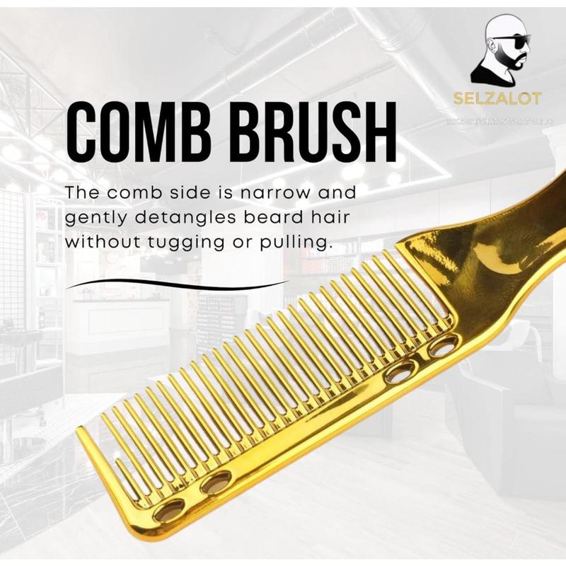 Double-Sided Beard Brush & Beard Comb Barber Brush for Grooming Beard Non-Slip & Sturdy Bristle Brush for Clean Cuts Professional Barber Comb