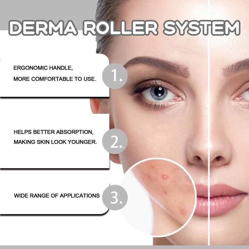 Derma Roller for Hair Beard Facial Skin Face 0.3mm 540 Microneedles Cosmetic Beauty Instrument Self-Care Gifts for Men Women