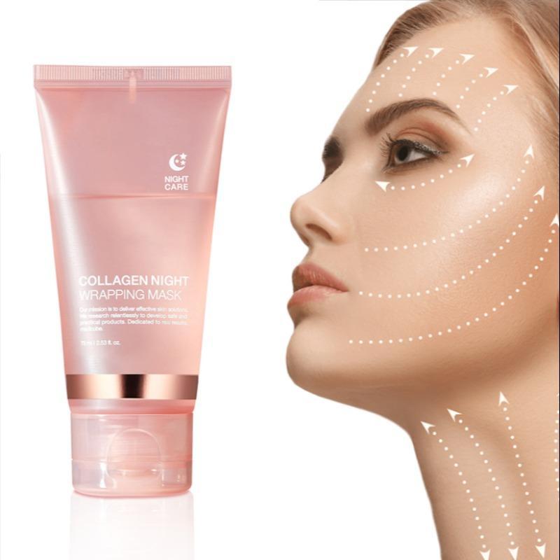 Collagen Night Care Peeling Mask, 1 Box Moisturizing & Nourishing Facial Mask with Brush, Hydrating Face Care Product for Women & Men