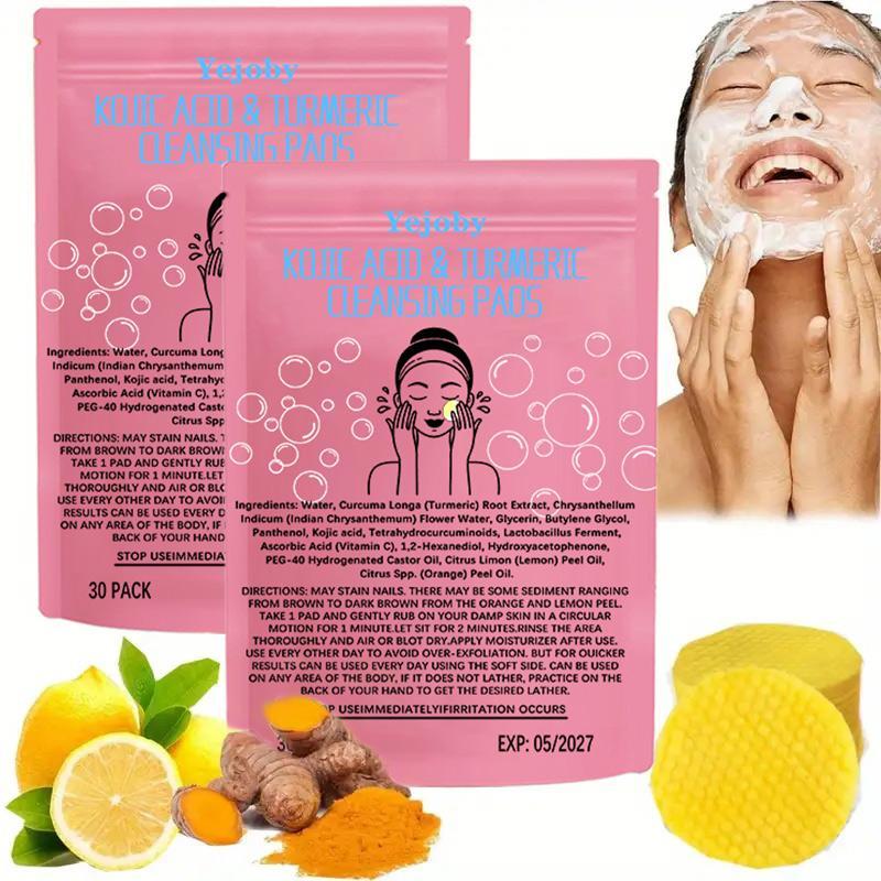 [+5$Get 2Pcs] Turmeric Cleansing Exfoliating Pads Facial Cleansing Skincare, cleansing, skin care, cleansing Turmeric Comfort Cleanser Turmeric Kojic Acid Cleansing Exfoliating Pads Facial Cleansing   Foaming Skincare Organic Gentle Smooth Acrylic