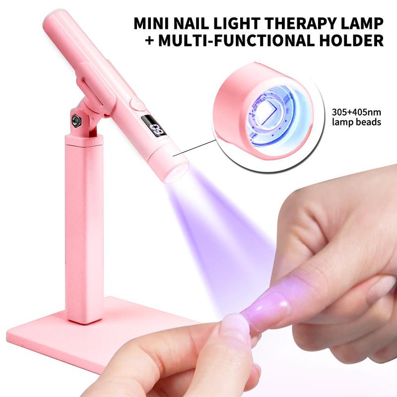 Portable Mini UV LED Nail Light with Stand for Christmas Gift, 1 Box Cordless LED Nail Dryer with Display Screen for Gel Nails, Manicure Tool for Home Salon