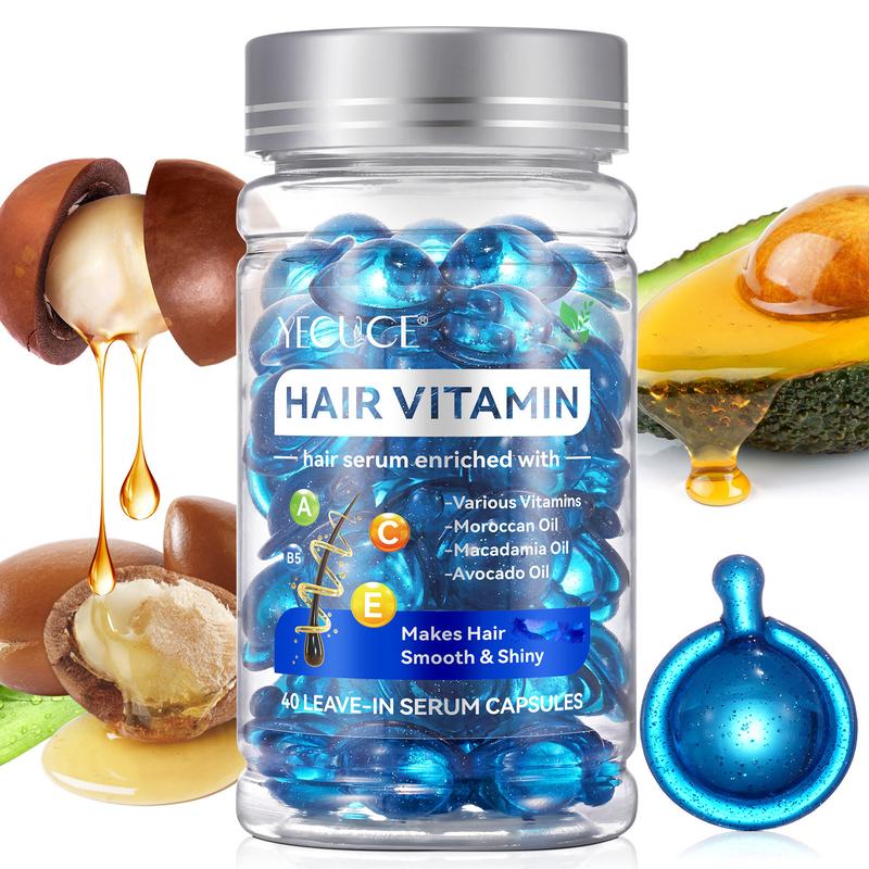 Hair Vitamin Capsule Blue, No Rinse with Argan Macadamia Avocado Oils, and Safe for All Hair, Conditioner for Women & Men-40P