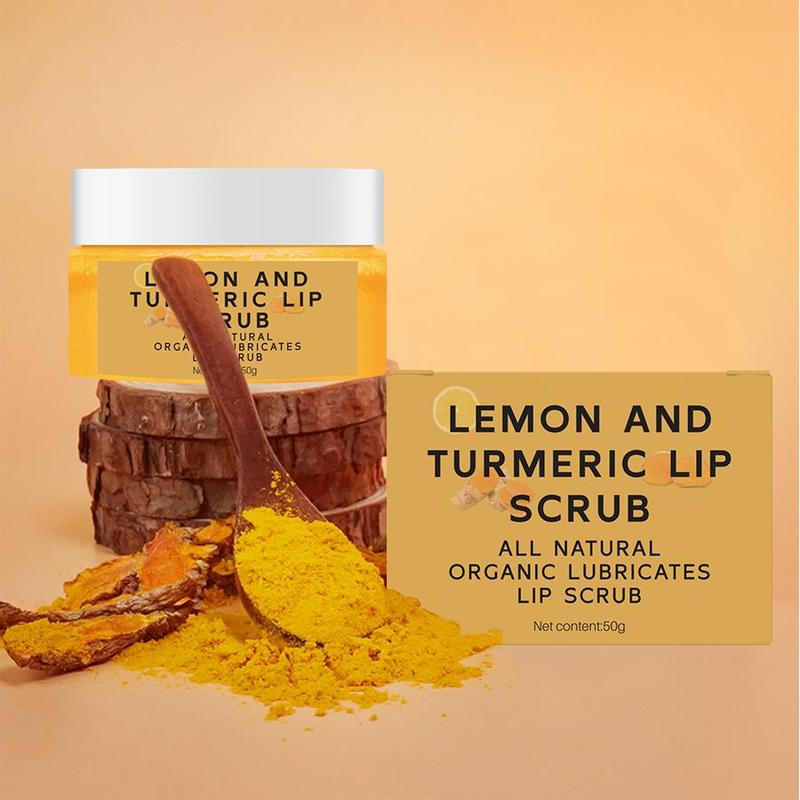 Lemon & Turmeric Lip Scrub, 2 Counts set Nourishing Exfoliating Lip Mask, Moisturizing Lip Care Product for Women & Girls