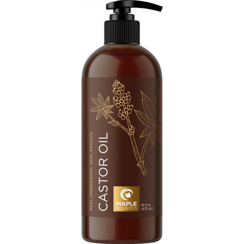 Maple Holistics Castor Oil for Hair Skin Nails and more Nourishing Thicker-Looking Hair