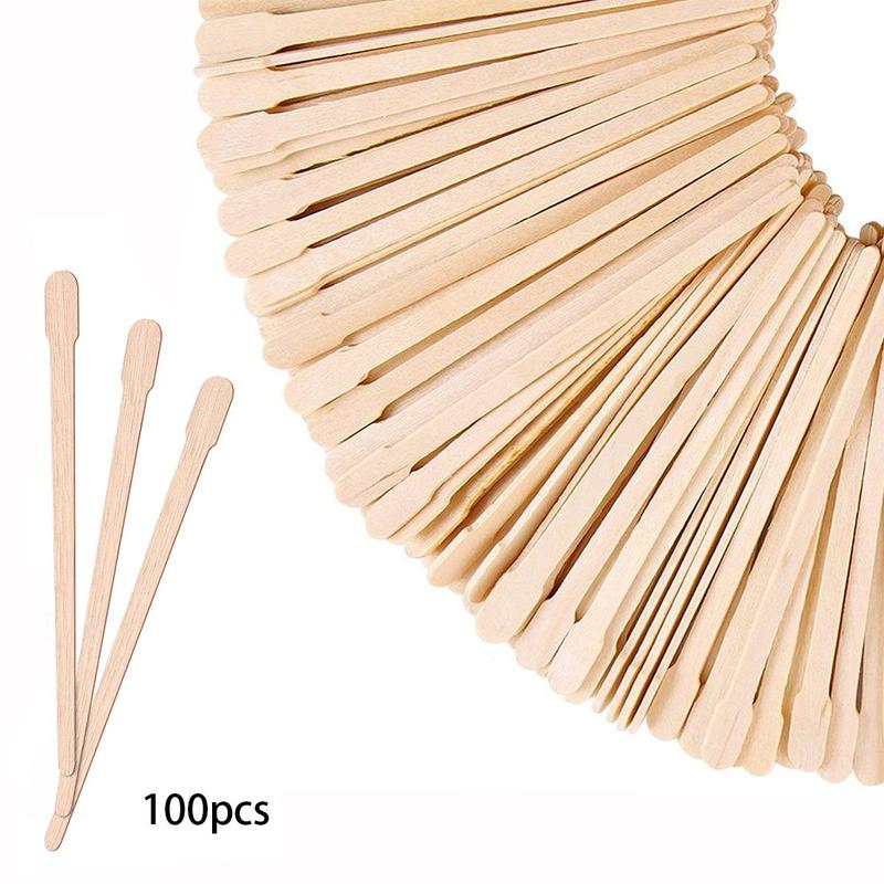 100pcs Disposable Waxing Stick, Wooden Facial Mask Smearing Stick, Eyebrow Wax Applicator Stick, Eyebrow Waxing Tool, Facial Skincare Tool For Daily Use