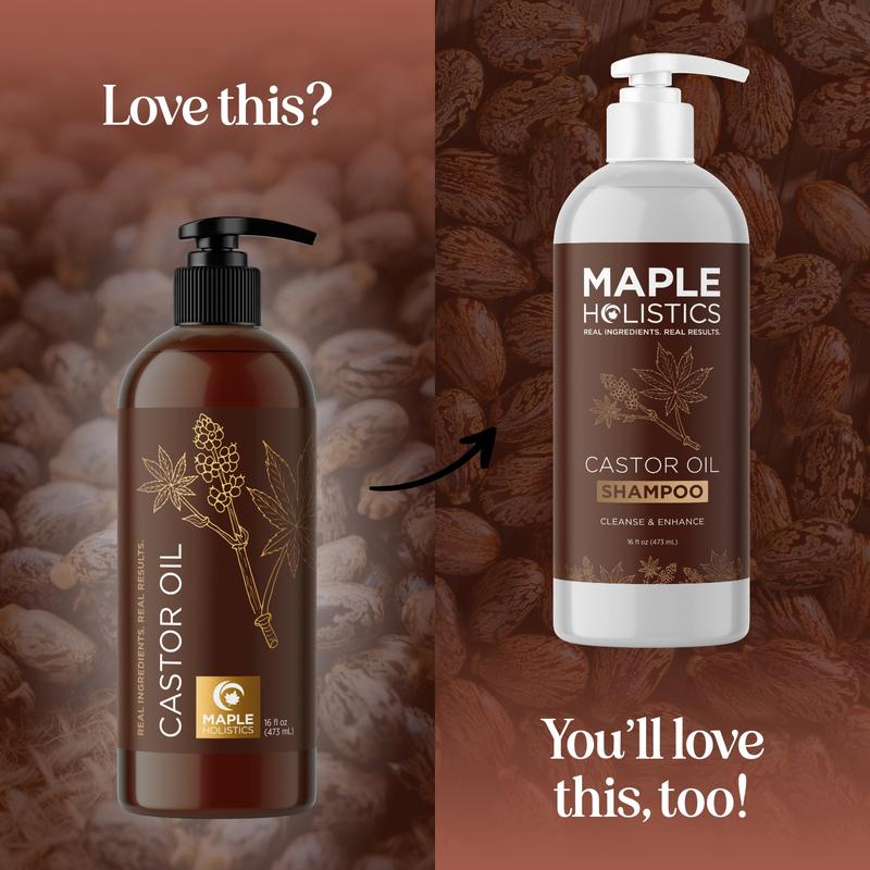 Maple Holistics Castor Oil for Hair Skin Nails and more Nourishing Thicker-Looking Hair