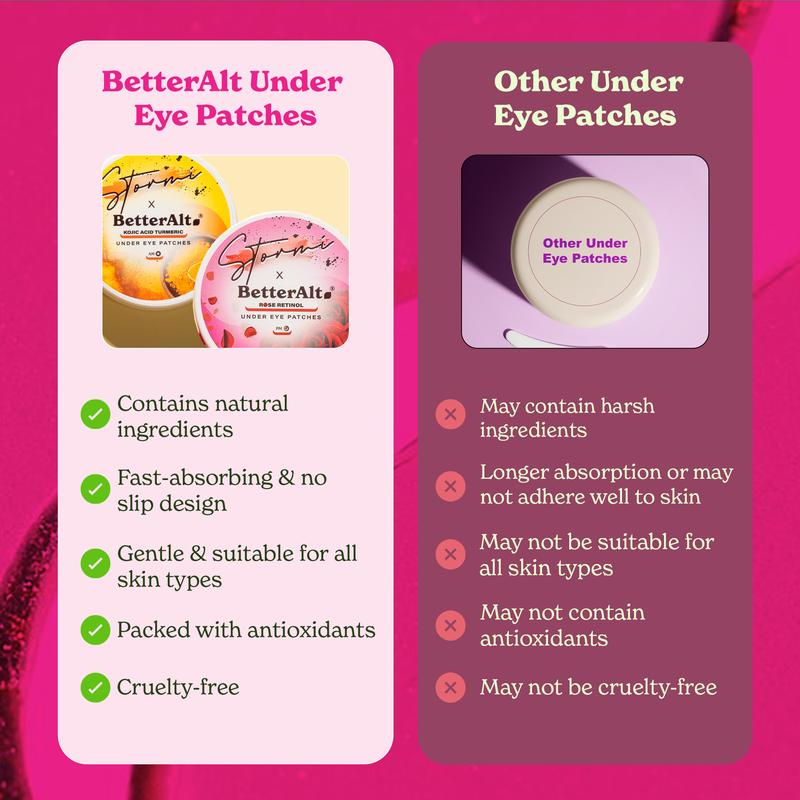 Stormi x BetterAlt Turmeric Kojic Acid Morning Under Eye Patches  + Rose Retinol Night Under Eye Patches | 14-Day Pairs for Glowing Under Eye Support