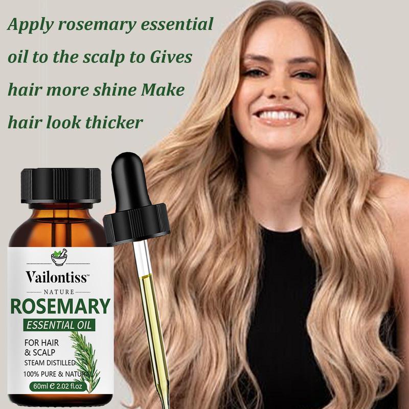 Organic Rosemary Essential Oil, Hair Care & Scalp Care Oil, Scalp and Hair Strengthening Oil, Suitable for Most Hair Types, Hair, Skin, Eyebrows, Eyelashes, Nails