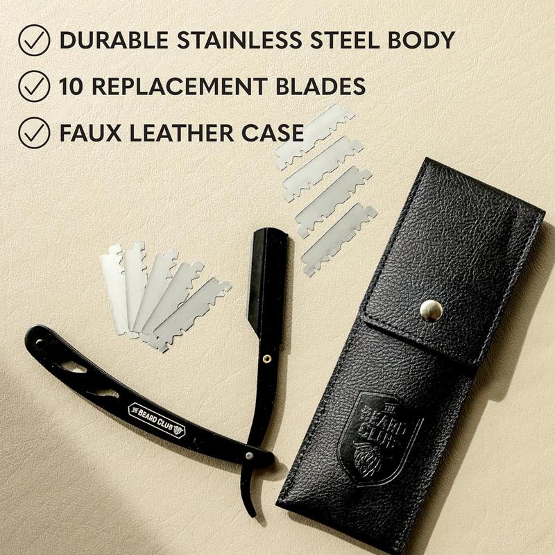 Straight Razor for Men - Navajas Para Barbero - Barber Straight Edge Razor Kit -Derby Blade Cutthroat Razor With 10 Replaceable Stainless Steel Blades