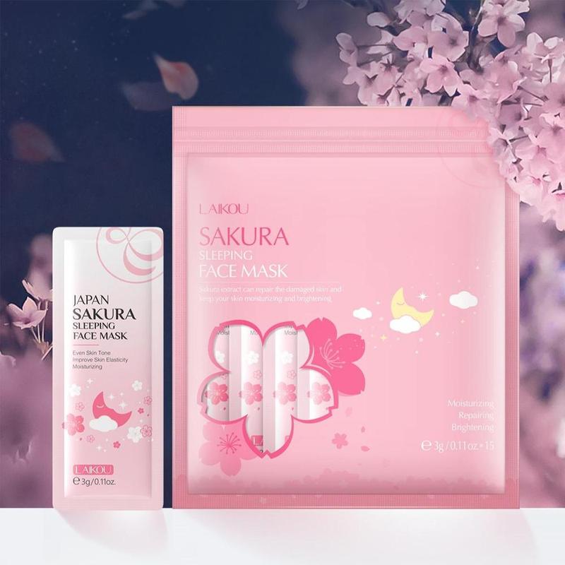 Cherry Blossom Extract Sleeping Mask, 15pcs set Comfort Moisturizing & Nourishing Facial Mask for Women, Face Masks for Daily Use