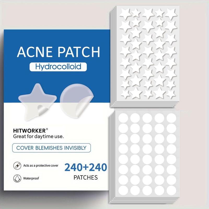 Star & Round Shaped Acne Patches, 480pcs box Hydrocolloid Acne Patches, Skin Care Patches for All Skin Types, Daily Skincare Products