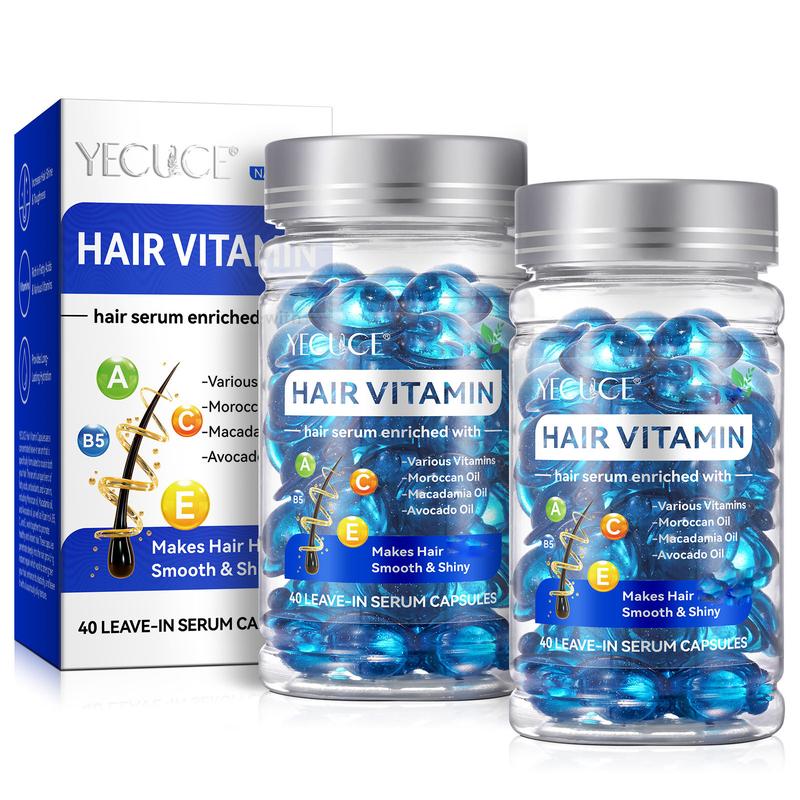 Hair Vitamin Capsule Blue, No Rinse with Argan Macadamia Avocado Oils, and Safe for All Hair, Conditioner for Women & Men-40P